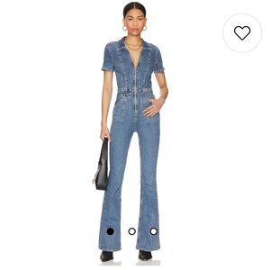 Free People Jayde Flare Jumpsuit in Sunburst Blue, Size S